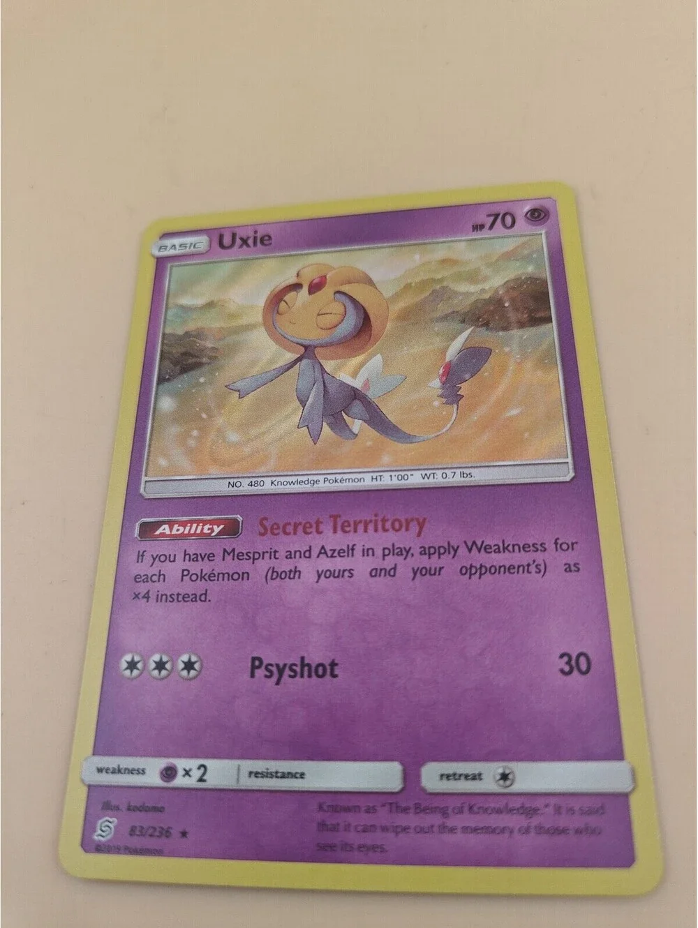 Pokemon Uxie 83/236 Reverse Holo SM Unified Minds Card